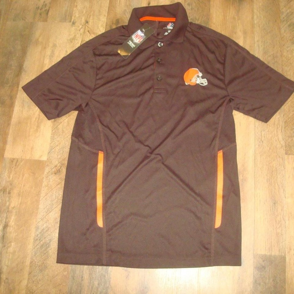 CLEVELAND BROWNS POLO‎ SHIRT VINTAGE DEASTOCK MAJESTIC NEW